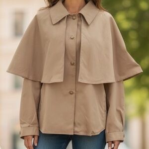 🆕Tankaneo Womens Cropped Trench Coat Oversized Double Breasted XXL